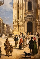 Vista del Duomo con el Coperto de Figini, detalle