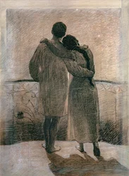 Pareja joven, panel central del tríptico Sueño y Realidad, 1905
