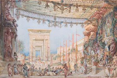 Diseño de escenario para la ópera Aida de Giuseppe Verdi, 1923