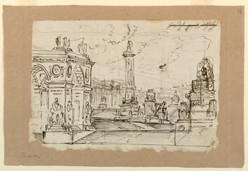 Diseño de escenario, grupo de monumentos antiguos