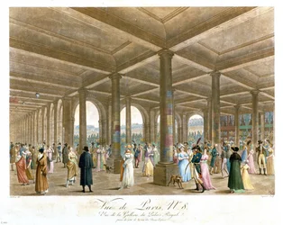 Arcada del Palais Royal, grabado por Coquerel