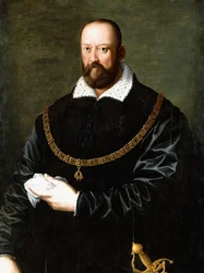 Retrato de Cosimo de Medici I, medio cuerpo, con la Orden del Toisón de Oro