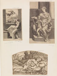 Mujer y ángel, Virgen y Niño, Sátiro Observando a una Madre Joven y Niño Durmiendo