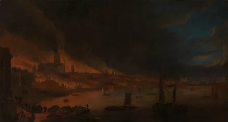 El Gran Incendio de Londres, c.1666-1700 (óleo sobre lienzo)