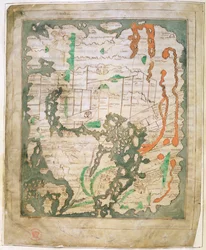 Cott Tib B V Part 1 f.56v Mapa rectangular del mundo, c.1030 (vitela)
