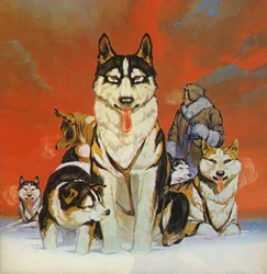 Huskies (litografía en color)