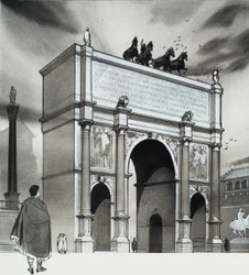 Arco de triunfo del emperador Lucio Septimio Severo, Roma (gouache sobre papel)