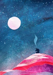 Una acogedora casa bajo la luna