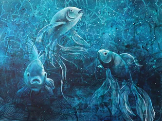 Tres peces de colores etéreos