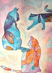 Gatos florales y divertidos