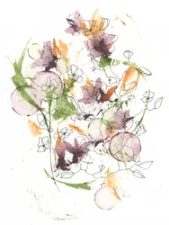 Flores abstractas en acuarela