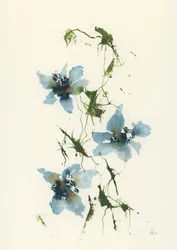 Flores azules en acuarela