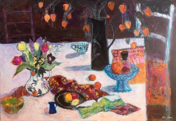 Bodegón de cocina con faroles chinos, 2019 (acrílico)