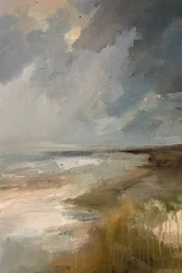 La serenidad de una playa tormentosa