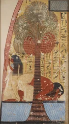 Copia de pintura mural de una tumba privada 218 de Amennakhte, I, 1, 317-320, Tebas, siglo XX