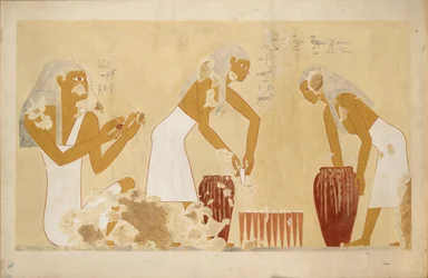 Copia de pintura mural de la tumba privada 60 de Antefoker, Tebas I, 1, 121-123, siglo XX