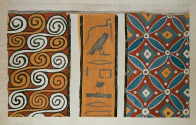 Copia de pintura mural de la tumba privada 82 de Amenemhet, Tebas I, 1, 163-167, siglo XX