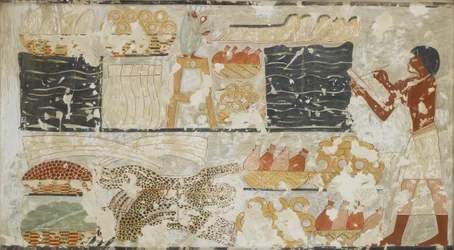Copia de pintura mural, tumba privada 100 de Rekhmire, Tebas, siglo XX
