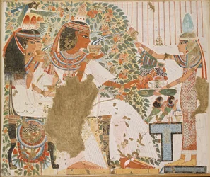 Copia de pintura mural, tumba privada 51 de Userhet, Tebas, siglo XX