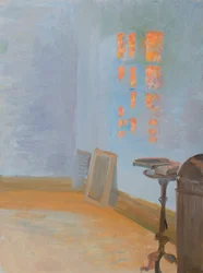 Sol del atardecer en el estudio del artista en Markvej.