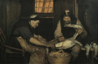 Pareja mayor desplumando gaviotas. Lars Gaihede y la vieja Lene