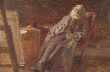 El pintor Vilhelm Kyhn fumando su pipa