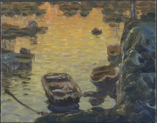 Una noche de primavera durante la temporada de pesca. Estudio de Lofoten, 1910