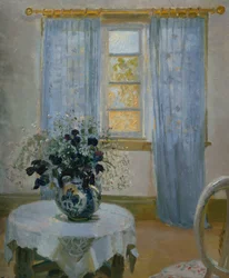 Interior con clemátide (flor)