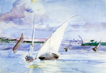 Un lago con barcos de vela, c. 1864-1930