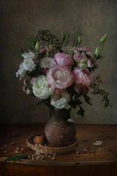 Naturaleza muerta floral rústica