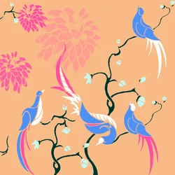 Pájaros en flor