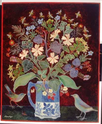 Jarra azul y " Pájaros