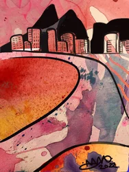 Ciudad abstracta y vibrante