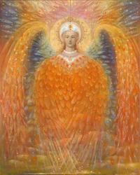 El ángel de la justicia, 2010 (óleo y pan de oro sobre lino belga)