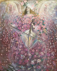 El ángel del amor, 2010 (óleo y pan de oro sobre lino belga)