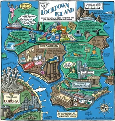 Mapa de Lockdown Island, 2020 (acrílico sobre papel)