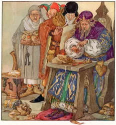 El rey estaba en su despacho, contando su dinero