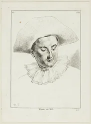Cabeza de hombre (con sombrero y gorguera)