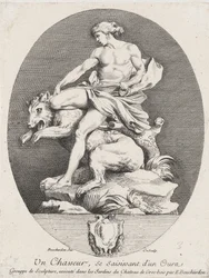 Un cazador agarrando un oso, 1737