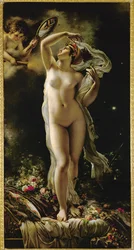 Dánae, mirándose en un espejo sostenido por Cupido (óleo sobre lienzo)