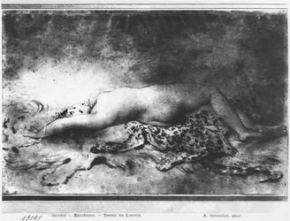 Joven desnuda acostada sobre una piel de animal