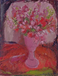 Flores rosas, c.1948 (óleo sobre tabla)