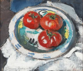 Naturaleza muerta - Tres tomates (óleo sobre tabla)