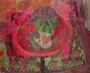 La bandeja roja (óleo sobre tabla)
