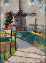 Molinos de viento en el Paso de Calais (óleo sobre tabla)