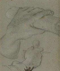 Carracci - v estudio para las manos de San Juan el E, RCIN 902115