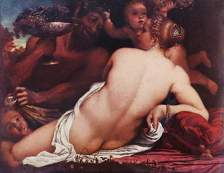 Alemán: Venus bacante con sátiro y cupidos
