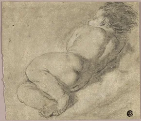 Niño reclinado de espaldas