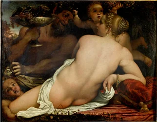 La bacante, Venus, sátiro y dos cupidos (detalle)