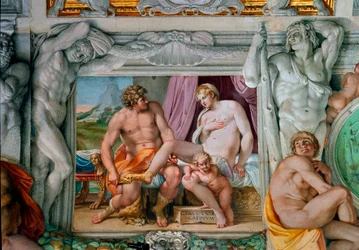 Venus y Anquises Fresco de Annibale Carracci (Annibal Carrache) (1560-1609). 1597-1600 Roma, Palazzo Farnese